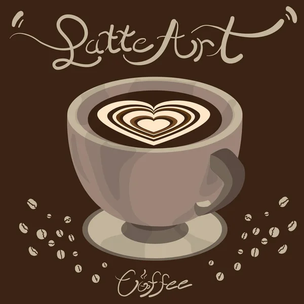 Café arte latte — Vetor de Stock