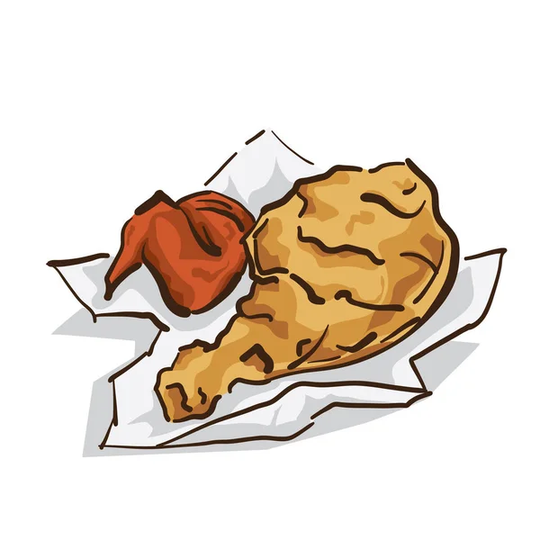 Nourriture poulet frit dessin — Image vectorielle