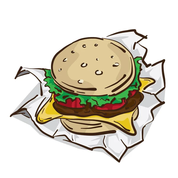 Food hamburger drawing — Stock Vector