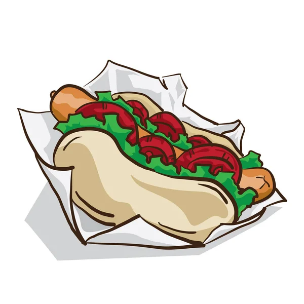 Hot-Dog jedzenie, rysunek — Wektor stockowy