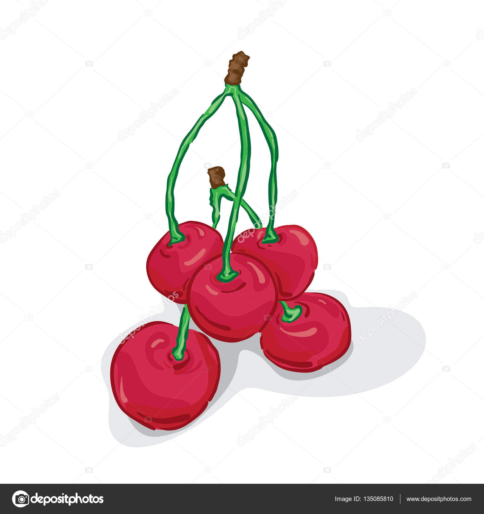 Og ti di design grafico di disegno di frutta ciliegia — Vettoriale Stock