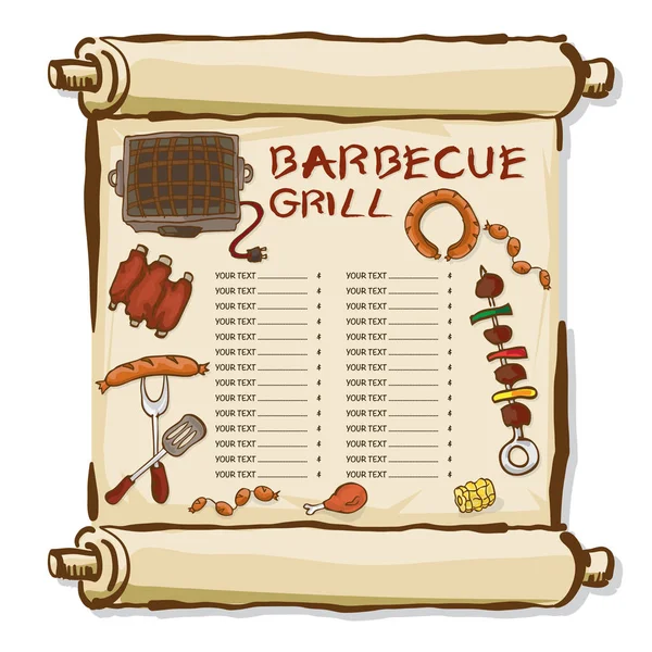 Plantilla de barbacoa de menú — Vector de stock