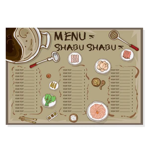 Modelo de menu shabu — Vetor de Stock