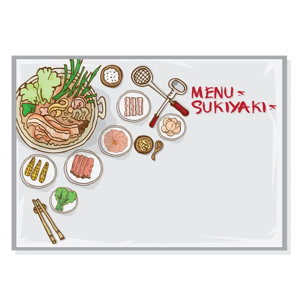 Plantilla sukiyaki menú — Vector de stock