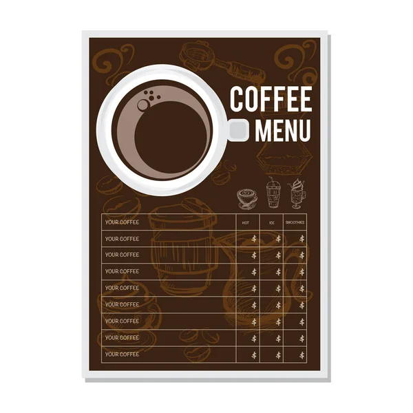 Kawa menu szablon — Wektor stockowy