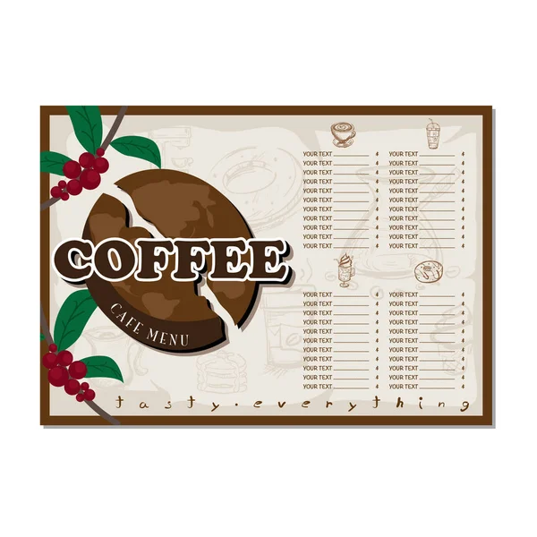 Шаблон меню кава — стоковий вектор