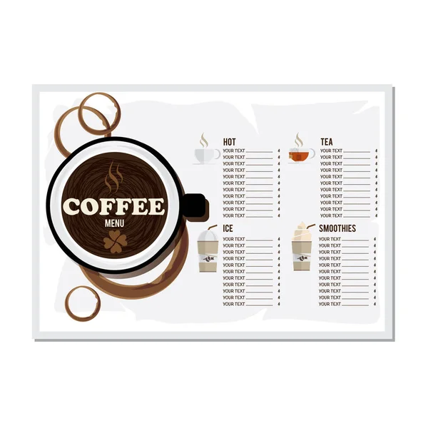 Plantilla de menú de café — Vector de stock