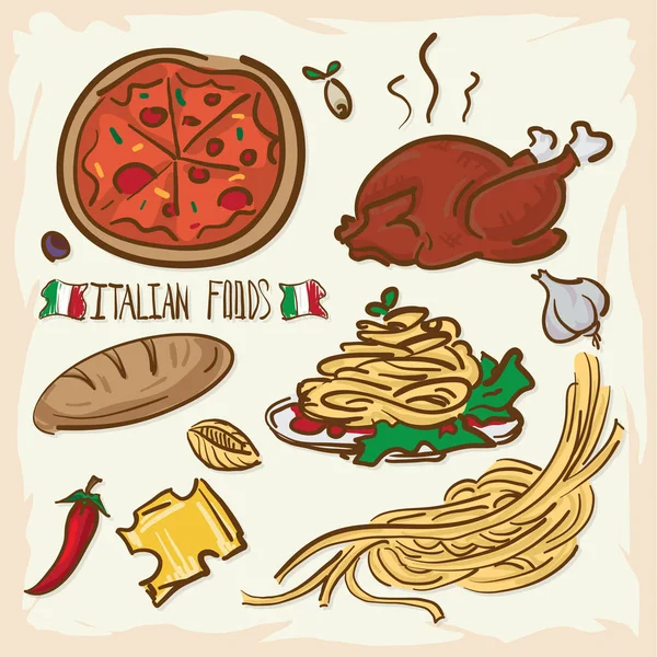 Alimentos italianos objetos — Archivo Imágenes Vectoriales