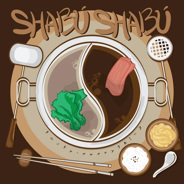 Menú shabu objetos — Vector de stock