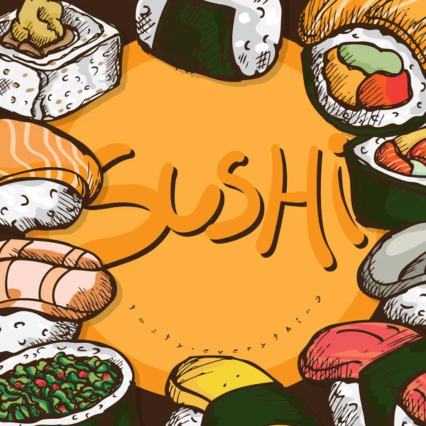 Menu oggetti sushi — Vettoriale Stock