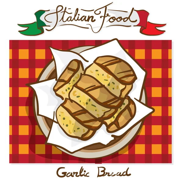 意大利食品大蒜面包 — 图库矢量图片