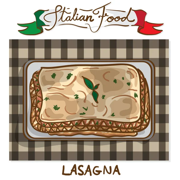 意大利食品烤宽面条 — 图库矢量图片