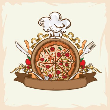 İtalyan yiyecek pizza logo anahtar görsel