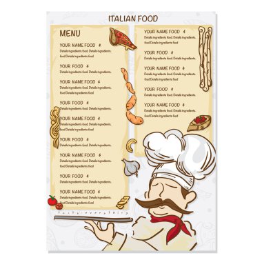 İtalyan yemekleri menüsü