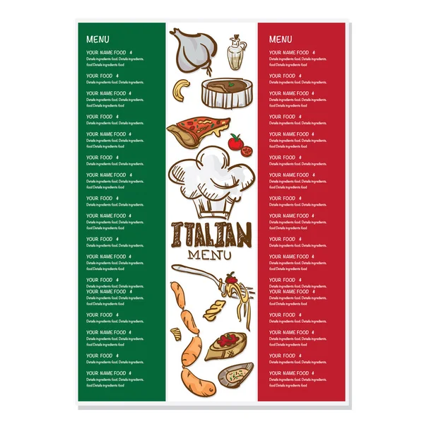 Итальянское меню — стоковый вектор