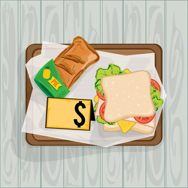 Foods objects pie sandwich — Stock Vector