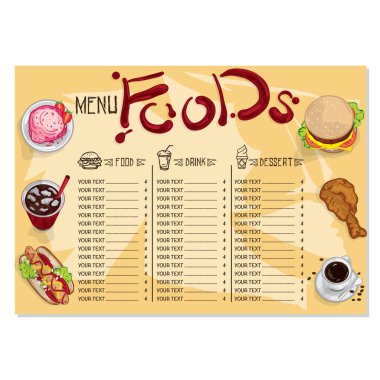 Menü lokanta şablonu