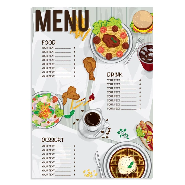 Modelo de menu fast food — Vetor de Stock