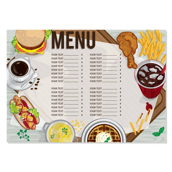 Modelo de menu fast food — Vetor de Stock