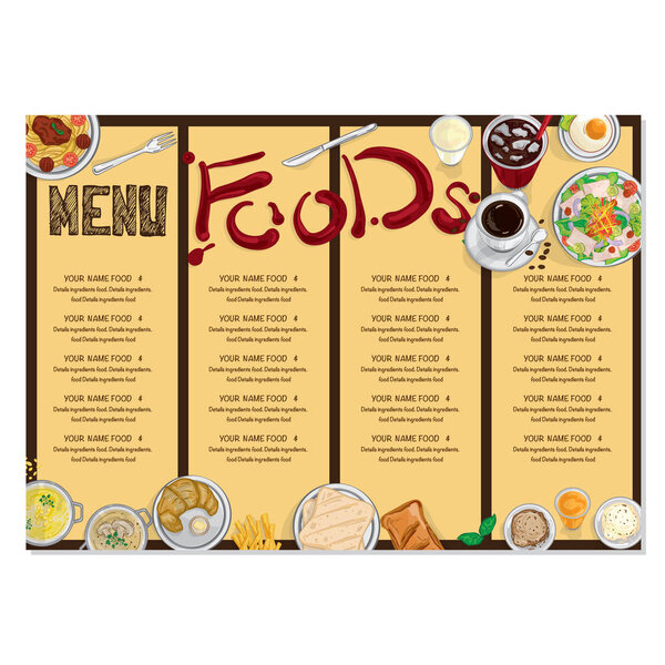 меню фаст-фуд
