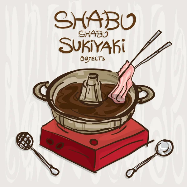 Objetos shabu sukiyaki — Vector de stock