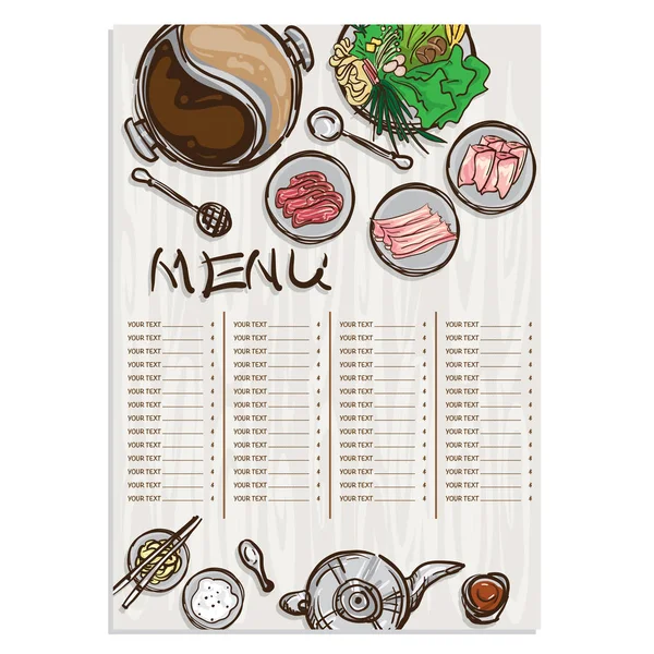 Menu des objets shabu sukiyaki — Image vectorielle
