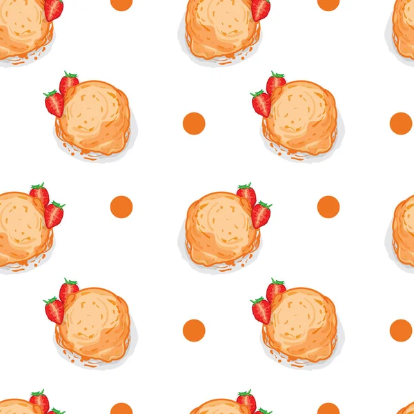 Patrón helado fresa naranja — Vector de stock
