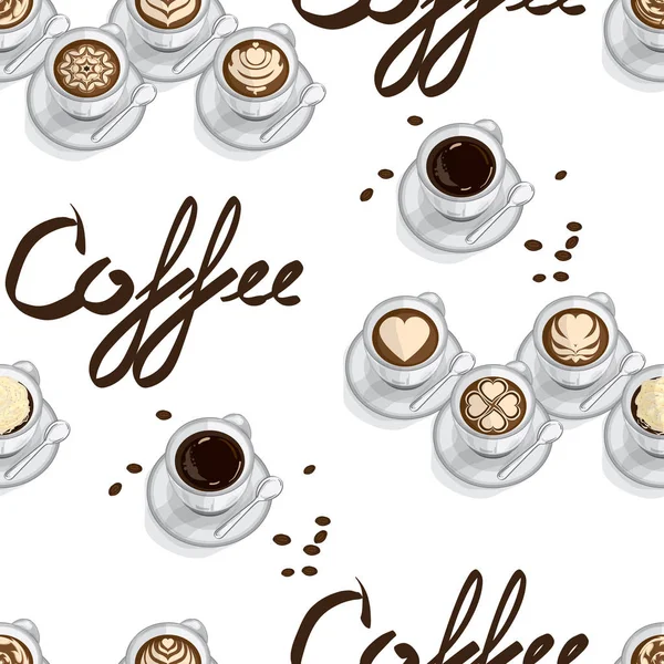 模式的食物杯咖啡拿铁咖啡 — 图库矢量图片