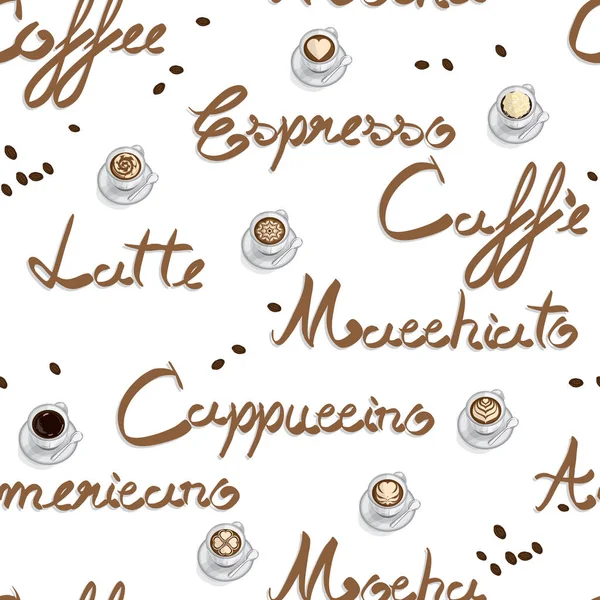 Μοτίβο τροφίμων φλιτζάνι καφέ latte — Διανυσματικό Αρχείο