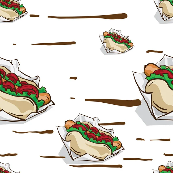 Wzór Szybkie jedzenie hot dog — Wektor stockowy