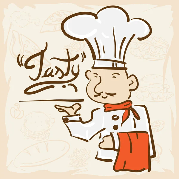 Chef aliments objets savoureux — Image vectorielle