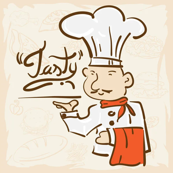 Chef alimentos objetos sabrosos — Vector de stock