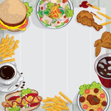Menü gıda tasarımı göstermek nesneleri şablon arka plan