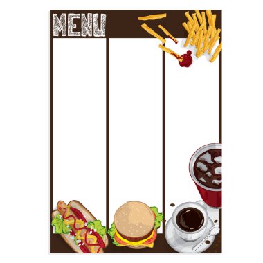 yemek listesi yiyecek çizim grafik tasarım nesneleri şablon arka plan göstermek