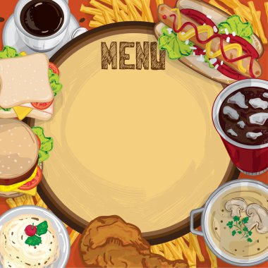 yemek listesi yiyecek çizim grafik tasarım nesneleri şablon arka plan göstermek
