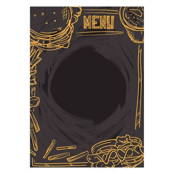 Menú alimentos dibujo diseño gráfico ilustrar objetos plantilla fondo — Archivo Imágenes Vectoriales