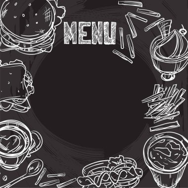 yemek listesi yiyecek çizim grafik tasarım nesneleri şablon arka plan göstermek