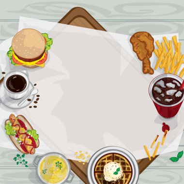 yemek listesi yiyecek çizim grafik tasarım nesneleri şablon arka plan göstermek