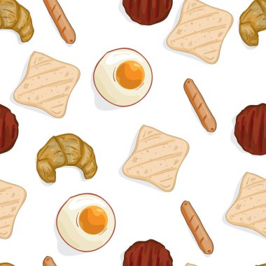 desen yiyecek kızarmış yumurta ekmek kruvasan sosis