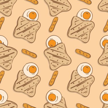 desen yiyecek kızarmış yumurta ekmek kruvasan sosis