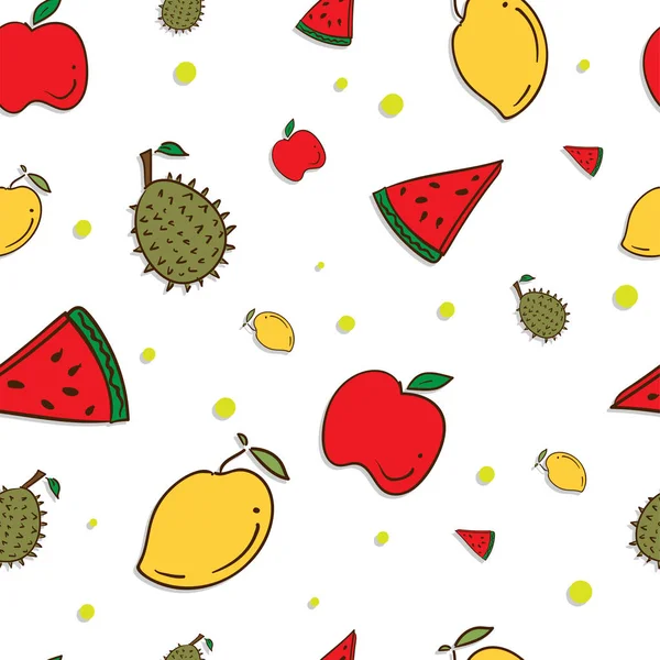 Muster Frucht Wassermelone Durian Apfel Mango — Stockvektor