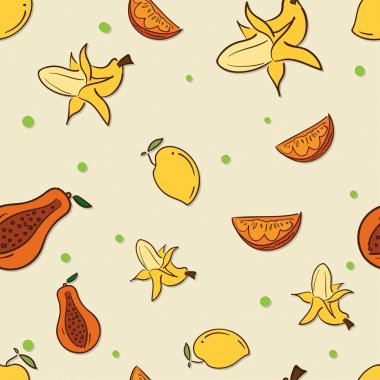 desen meyve papaya mango muz portakal
