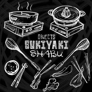 Sukiyaki shabu nesneleri grafik çizim