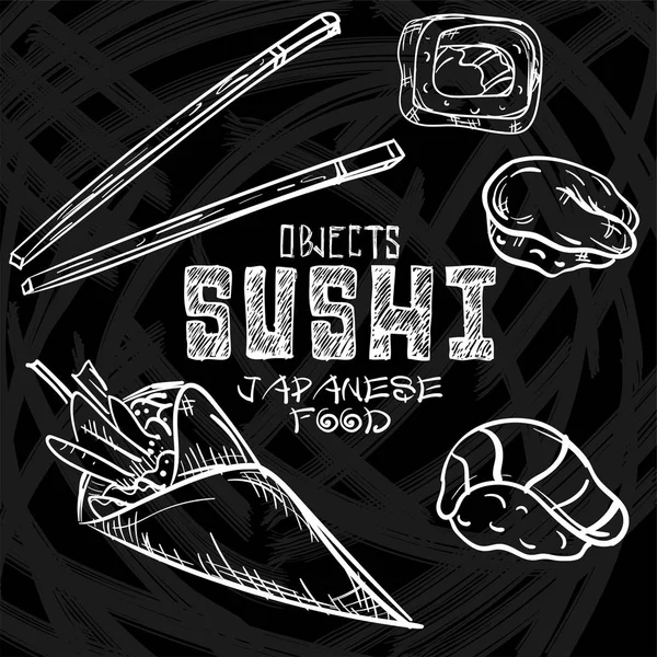 Sushi objetos comida japonesa — Vector de stock