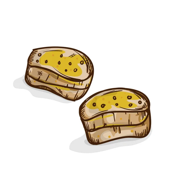 Knoflook brood tekenobject — Stockvector