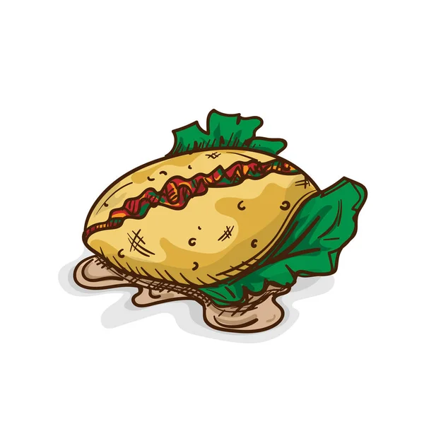 Tortilla dibujo gráfico objeto alimento — Vector de stock