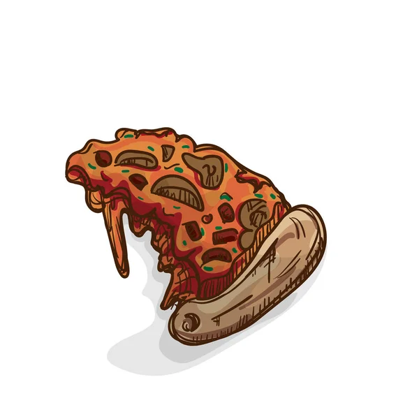 Pizza dibujo gráfico objeto alimento — Vector de stock