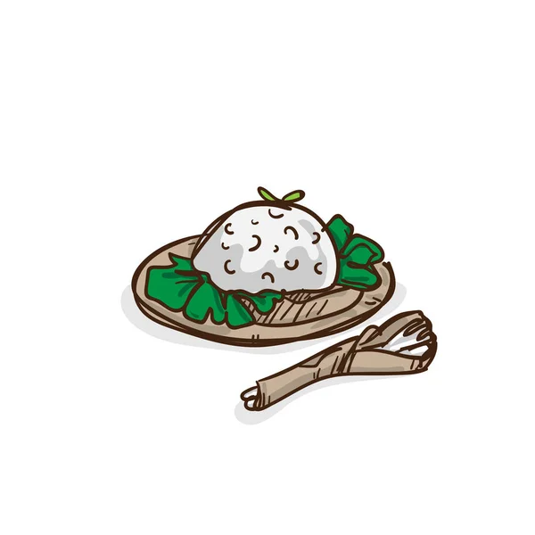 Plato de arroz dibujo objeto alimento — Vector de stock