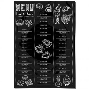 menü restoranı şablonu tasarım el çizimi grafiği.