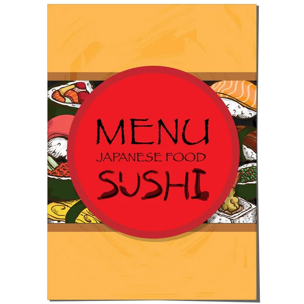 Menu comida japonesa modelo de restaurante design mão desenho gráfico . — Vetor de Stock